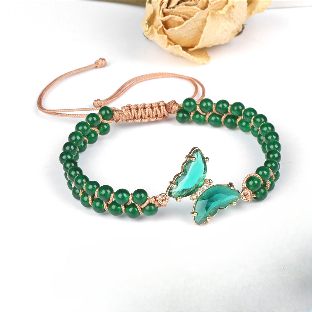 Wholesale Natural Stone Pure Handwoven Amethyst Butterfly Bracelet